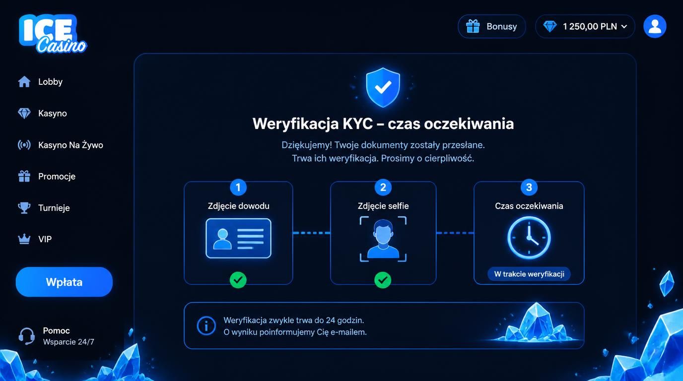 Interfejs procesu weryfikacji dokumentów KYC w Ice Casino